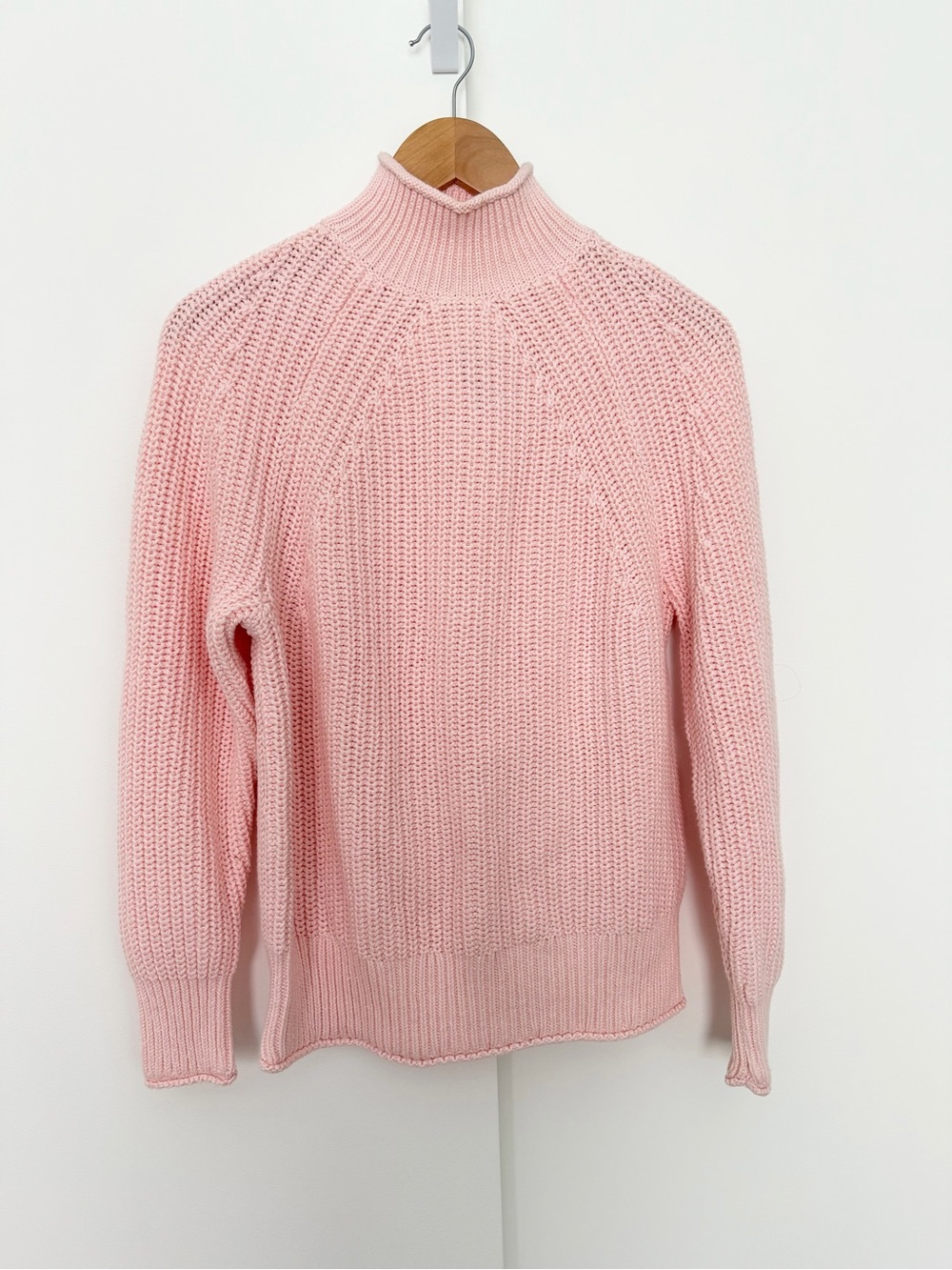 NWT J. Crew Funnel Neck Sweater Ballerina Slipper Baby Pink 100% Cotton Small - Picture 4 of 9